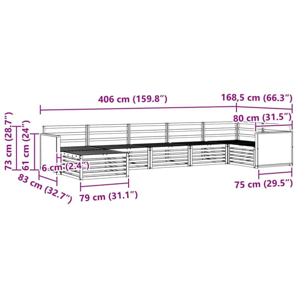 Utomhussoffset 7 pcs Naturlig