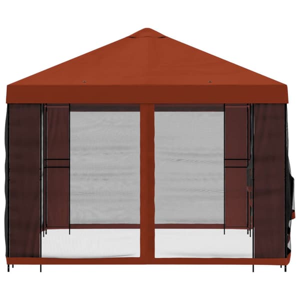 Paviljong med väggar 4 × 3 m Terracotta Polyester och Stål