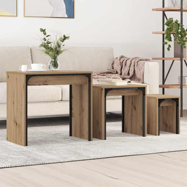 Kaffeebord 3 pcs Artisan Ek Konstruerat trä