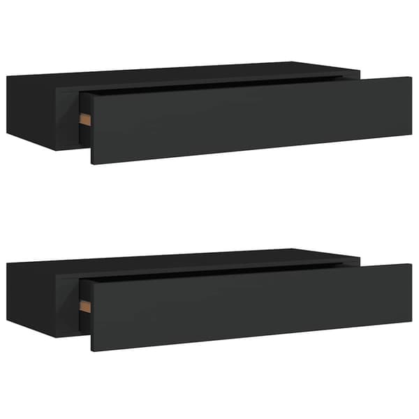 Väggmonterad låda 2 st svart 60x23,5x10 cm MDF