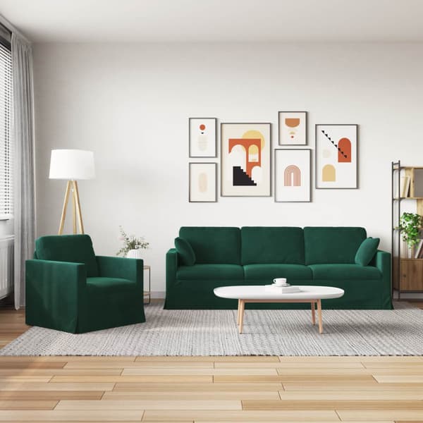 Soffset 2 pcs Mörkgrön 228 x 78 x 80 cm Sammet