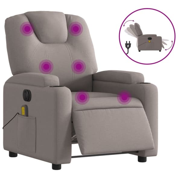 Elektrisk massagefåtölj taupe tyg