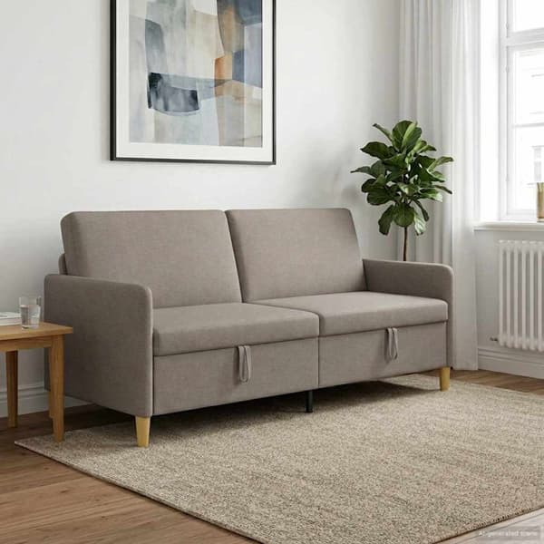 Soffa med förvaring Taupe 192 x 78 x 87 cm Polyester