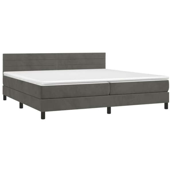 Ramsäng med madrass mörkgrå 200x200 cm sammet