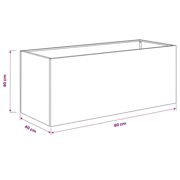 Trädgårdsplanterare 2 st Silver 80 x 40 x 40 cm