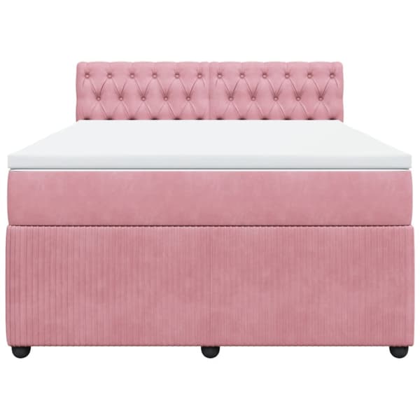 Ramsäng med madrass rosa 140x200 cm sammet