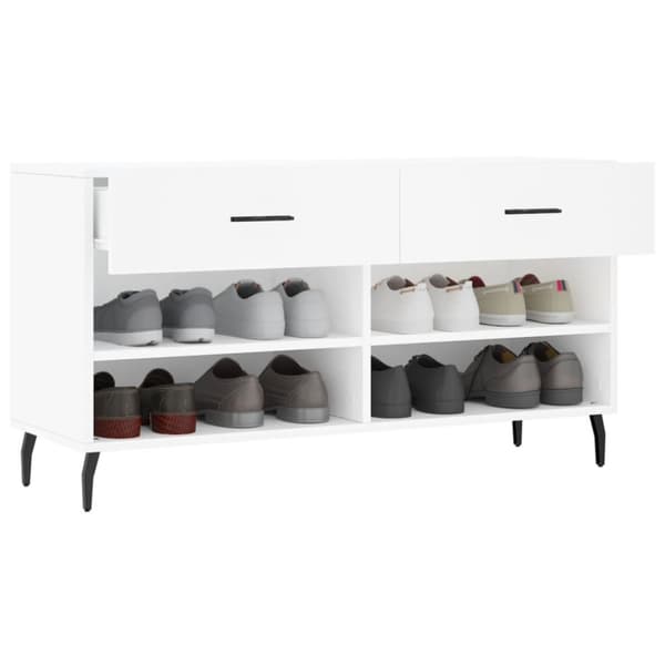 Skobänk vit 102x35x55 cm konstruerat trä