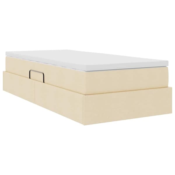 Förvaringssäng med madrass Kräm 100 x 200 cm Polyester