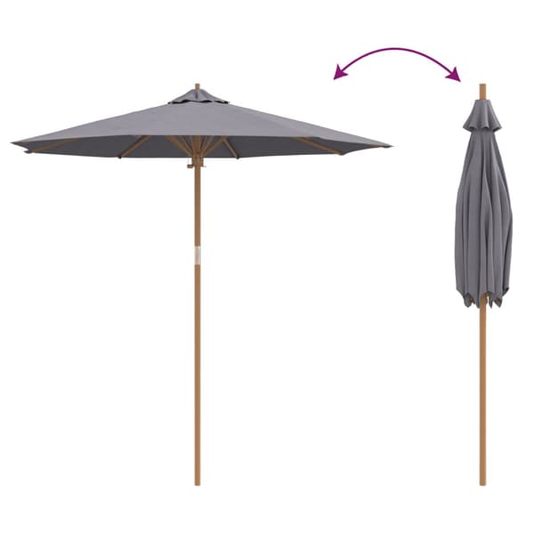 Trädgårdsparasol Mörkgrå Ø 270 x 260 cm Bambu