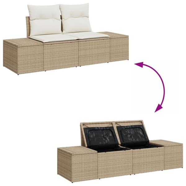 Trädgårdsoffset 6 pcs Beige och gräddfärgad Poly rattan