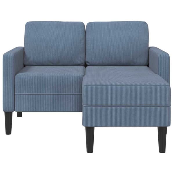 2-sitssoffa med schäslong L-formad blå 125 cm linne