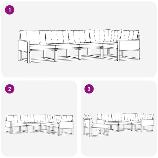 Utomhussoffset med kudde 5 pcs Naturlig och ljusgrå