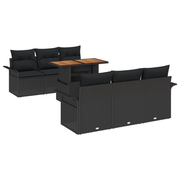 Trädgårdsoffset med lagring 7 pcs Svart Poly rattan