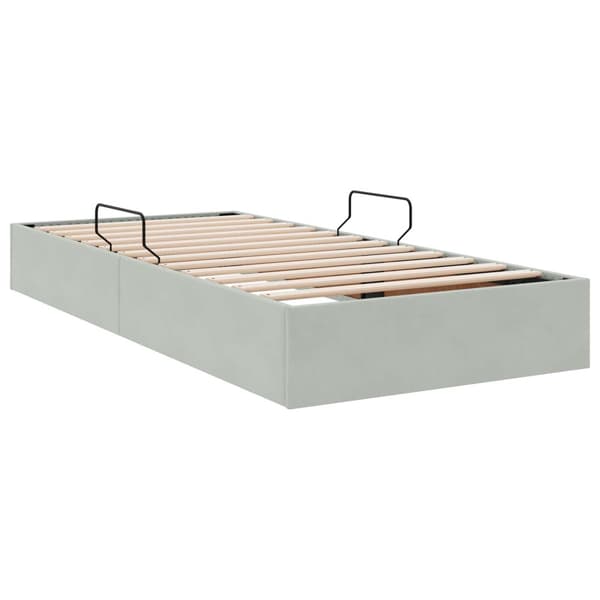 Ottoman Sängram med lagring Ljusgrå 90 x 190 cm Sammet