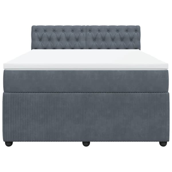 Ramsäng med madrass mörkgrå 140x190 cm sammet