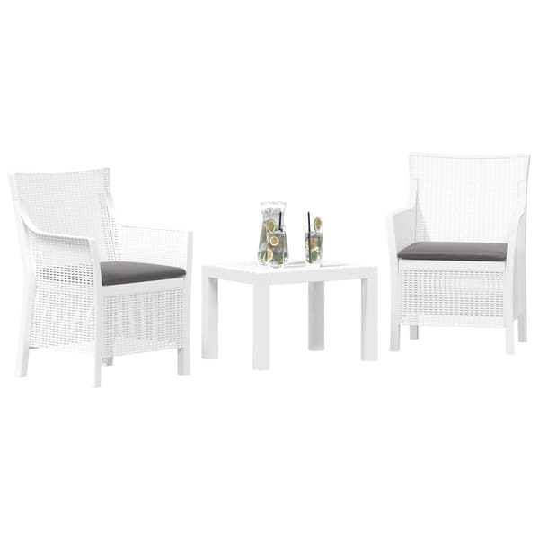 Lounge-set med kudde 3 pcs Vit PP