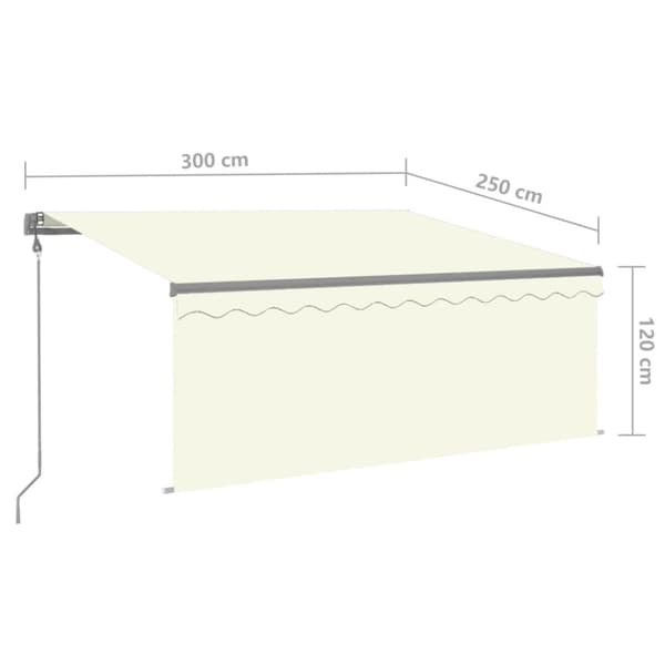 Automatiserad markis vindsensor rullgardin LED 3x2,5m gräddvit