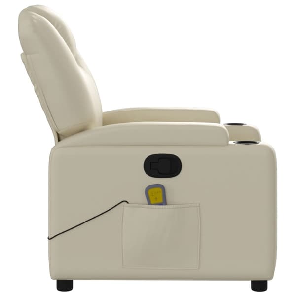 Massagefåtölj gräddvit konstläder
