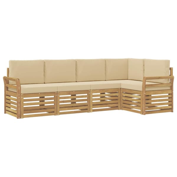 Utomhussoffset 5 pcs Vit och Beige 249 x 130,5 x 73 cm