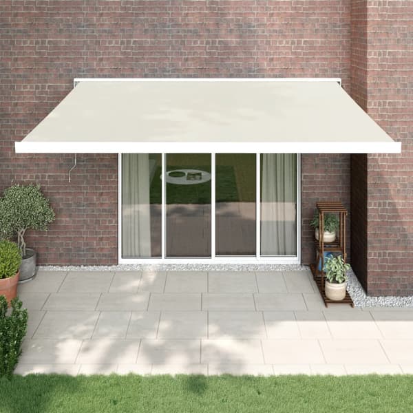 Markis infällbar gräddvit 4x3 m tyg&aluminium