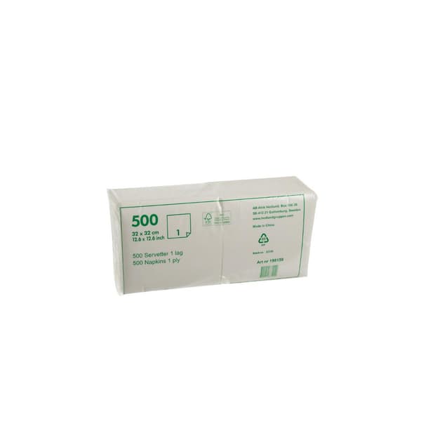 Servett 1-lags 32x32cm vit 500/fp