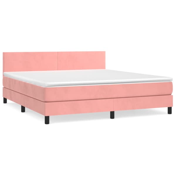 Ramsäng med madrass rosa 180x200 cm sammet