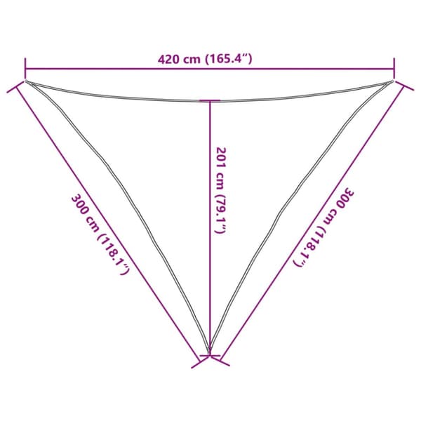 Solsegel 160 g/m² triangulär ljusgrå 3x3x4,2 m HDPE