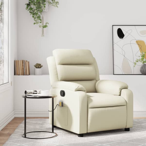Massagefåtölj krämfärgad konstläder