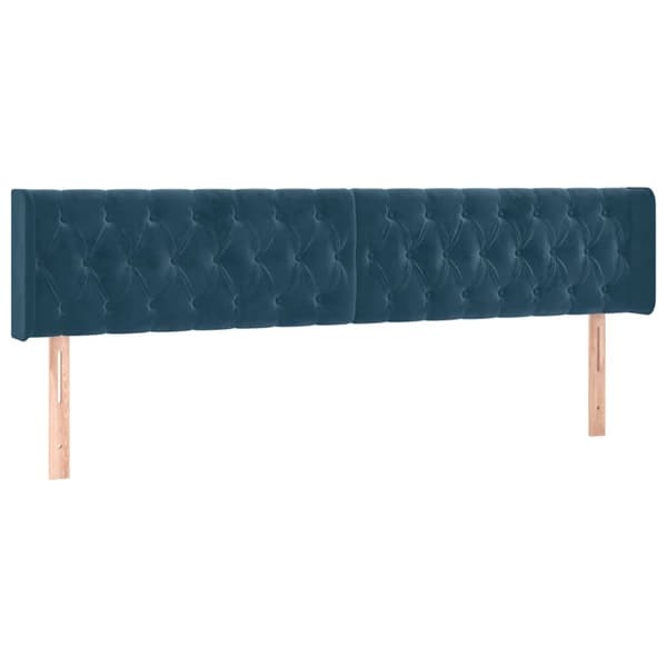 Ramsäng med madrass mörkblå 200x200 cm sammet