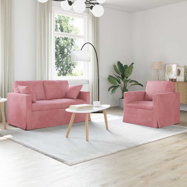 Soffset 2 st Rosa Sammet