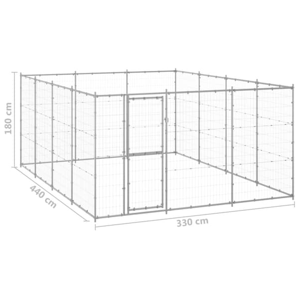 Hundgård för utomhusbruk galvaniserat stål 14,52 m²