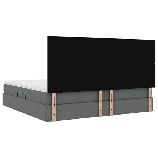 Förvaringssäng med LED med led Mörkgrå 200 x 200 cm Polyester
