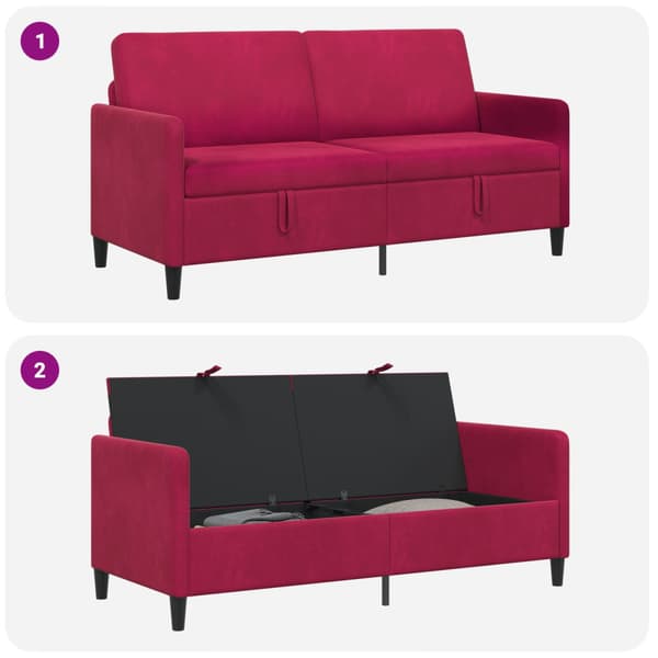 Soffa med förvaring Vinröd 172 x 78 x 87 cm Polyester
