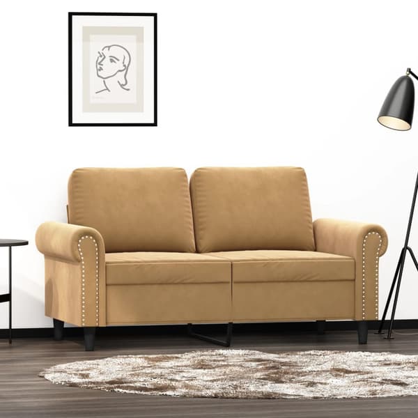 2-sitssoffa brun 120 cm sammet
