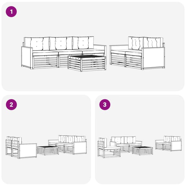 Utomhussoffset med kudde 6 pcs Naturlig och Grädde