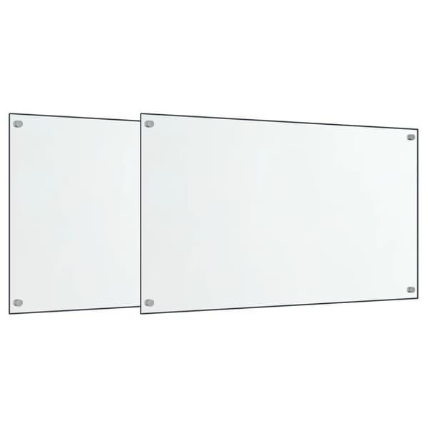 Stänkskydd 2 st transparent 70x40 cm härdat glas