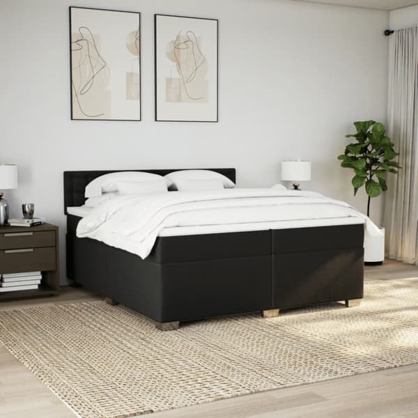 Ramsäng med madrass svart 200x200 cm tyg