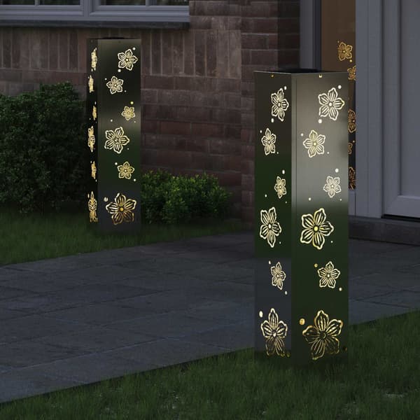 Solar LED Stig Ljus 2 pcs Silver Galvaniserat stål