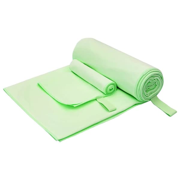 Sporthandduk Set 2 st Grön 50 x 30 cm, 200 x 100 cm
