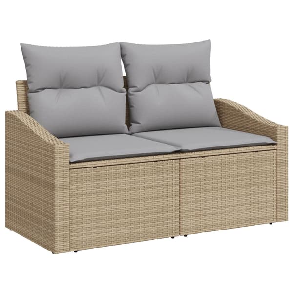 Trädgårdsoffset med lagring 9 pcs Beige Poly rattan