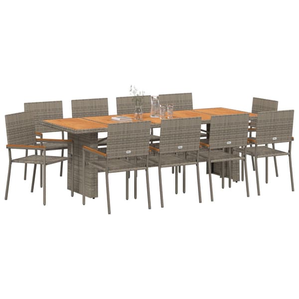 Trädgårdsmöbelset 11 pcs Grå konstrotting