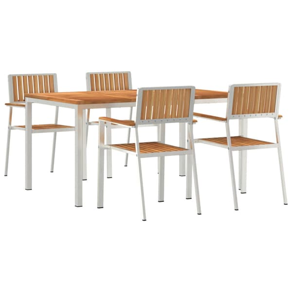 Utomhusmatbord 5 pcs Brun Massivt teakträ