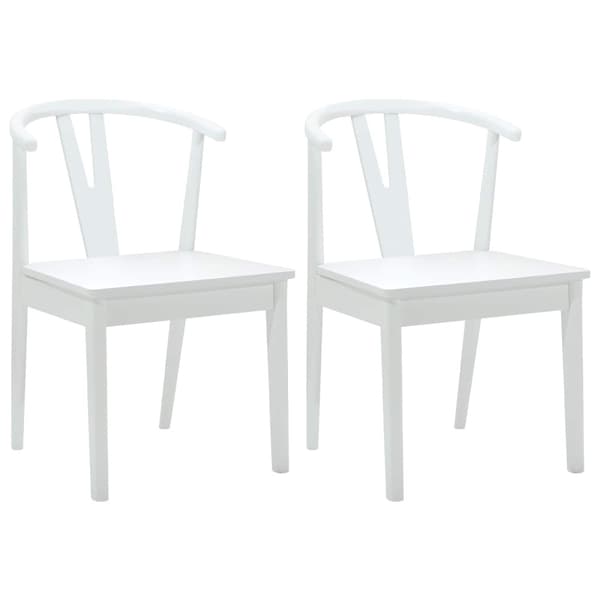 Matstol 2 pcs Vit och Vit Massiv Gummiträ