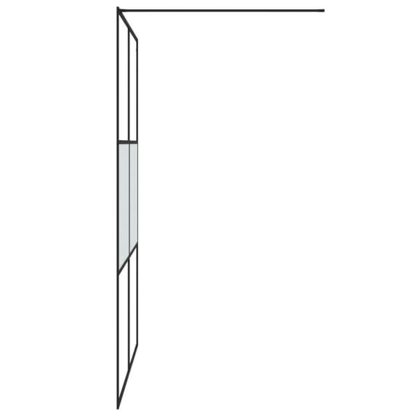 Duschvägg svart 140x195 cm halvfrostat ESG-glas