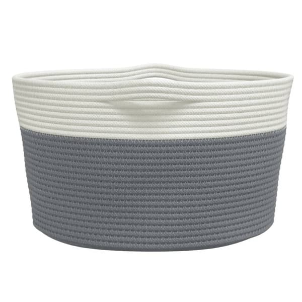 Förvaringskorg grå och vit Ø40x25 cm bomull