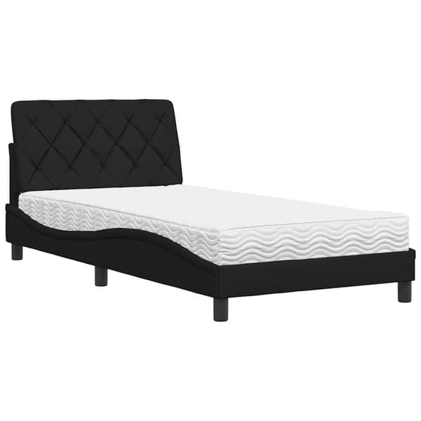 Bed with Mattress Black 100x200 cm Fabric