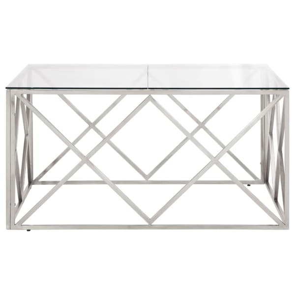 Soffbord silver rostfritt stål och härdat glas