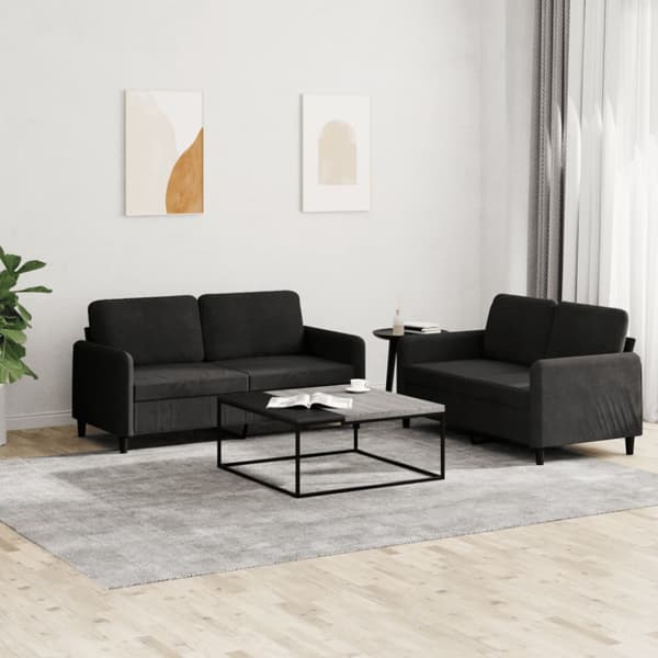 Soffgrupp 2 delar svart sammet