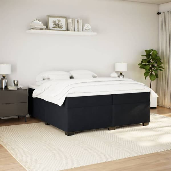 Ramsäng med madrass svart 200x200 cm sammet