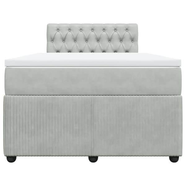 Ramsäng med madrass ljusgrå 120x200 cm sammet